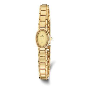 Charles Hubert Ladies Satin Gold Tone Watch - Oval Face - 17x23mm - NEW